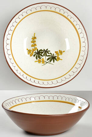 Golden Blossom (Brown Trim, Yellow Band) 10" Round Vegetable Bowl