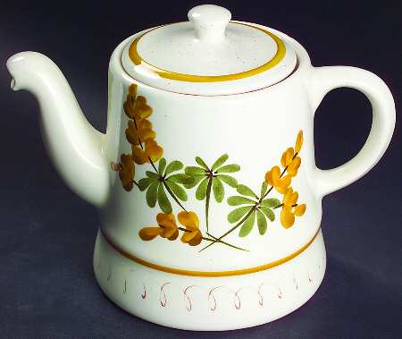 Golden Blossom (Brown Trim, Yellow Band) Teapot & Lid