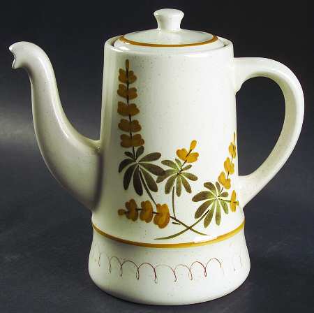 Golden Blossom (Brown Trim, Yellow Band) Coffee Pot & Lid