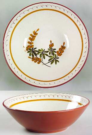 Golden Blossom (Brown Trim, Yellow Band) 11" Large Salad Serving Bowl