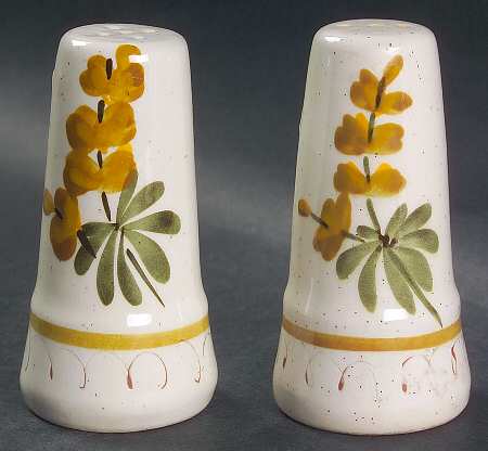 Golden Blossom (Brown Trim, Yellow Band) Salt & Pepper Set