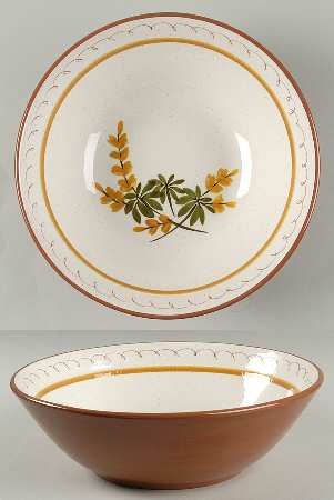 Golden Blossom (Brown Trim, Yellow Band) 9" Salad Serving Bowl