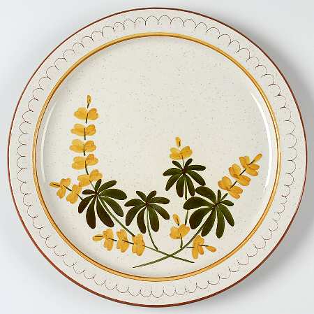 Golden Blossom (Brown Trim, Yellow Band) 12" Chop Plate (Round Platter)