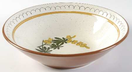 Golden Blossom (Brown Trim, Yellow Band) 8" Round Vegetable Bowl