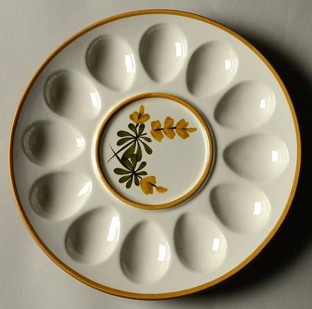 Golden Blossom (Brown Trim, Yellow Band) Deviled Egg Plate