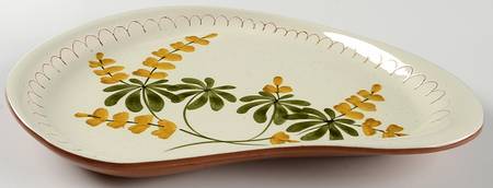 Golden Blossom (Brown Trim, Yellow Band) 13" Oval Serving Platter