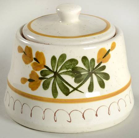 Golden Blossom (Brown Trim, Yellow Band) Sugar Bowl & Lid