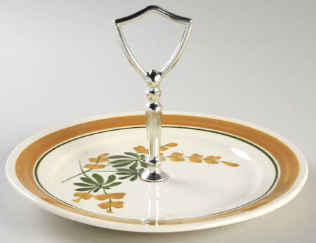 Golden Blossom (Yellow Band) Round Serving Plate with Handle (SP)
