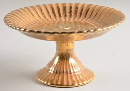 Granada Gold (Gold on Tan Body) Round Compote (Height X Width)