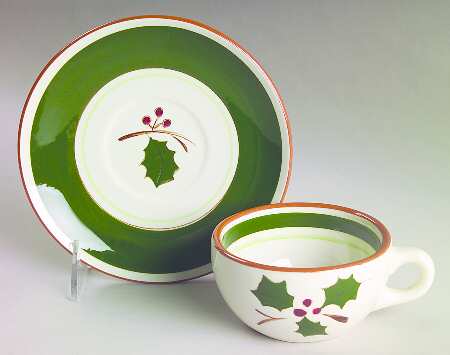 Holly Flat Cup & Saucer Set