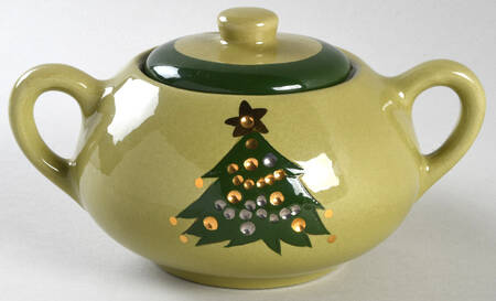 Jewelled Christmas Tree Sugar Bowl & Lid