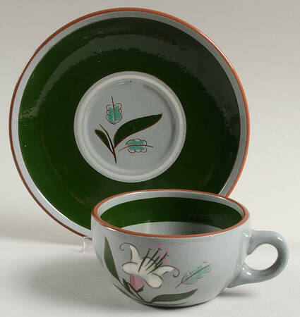 Pink Lily Flat Cup & Saucer Set
