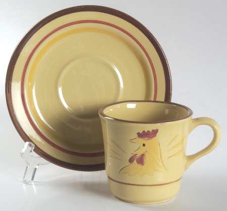 Rooster Flat Cup & Saucer Set