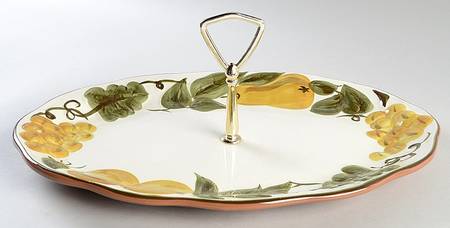 Sculptured Fruit Round Serving Plate with Handle (DP)