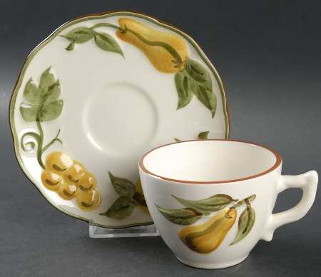 Sculptured Fruit Flat Cup & Saucer Set