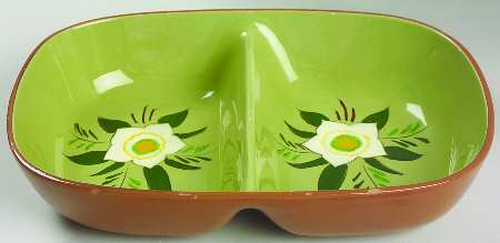 Star Flower 10" Oval Divided Vegetable Bowl