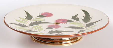 Thistle (Pink Thistle) Footed Cake Plate w/Metal Base