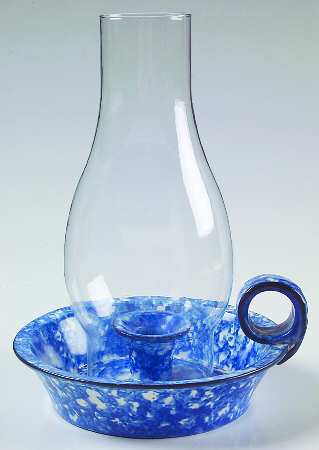 Town & Country Blue Hurricane Lamp & Globe