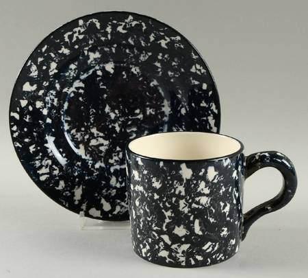 Town & Country Black Flat Cup & Saucer Set