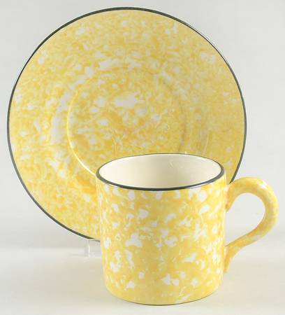 Town & Country Yellow Flat Cup & Saucer Set