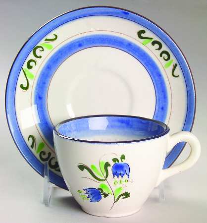 Tulip Blue Flat Cup & Saucer Set