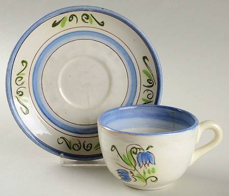 Tulip Blue Flat Cup & Saucer Set