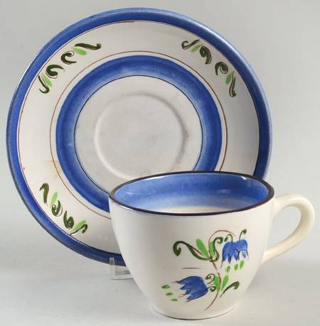 Tulip Blue Flat Cup & Saucer Set