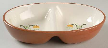 Tulip Yellow (Not Terra Rose Line) 10" Oval Divided Vegetable Bowl