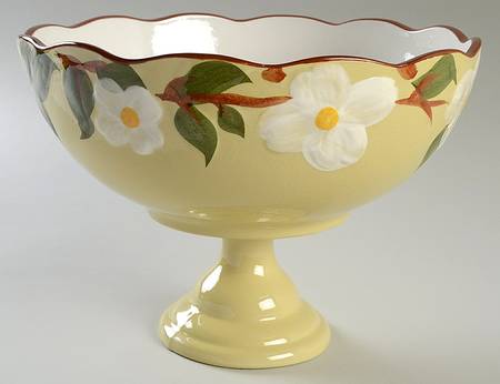 White Dogwood Round Compote (Height X Width)