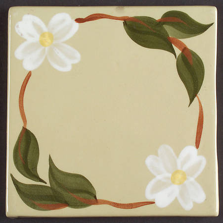 White Dogwood Tea Tile