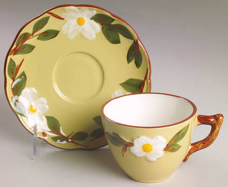 White Dogwood Flat Cup & Saucer Set