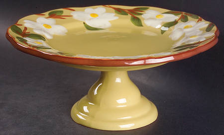 White Dogwood 10" Diameter Pedestal Cake Stand