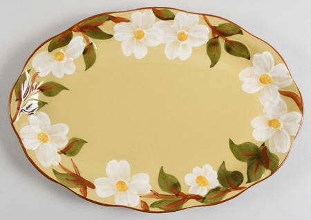 White Dogwood 14" Oval Serving Platter