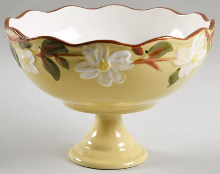 White Dogwood Round Compote (Height X Width)