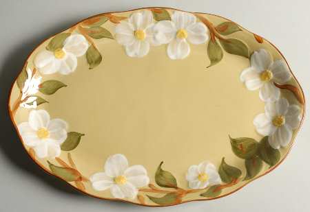 White Dogwood 14" Oval Serving Platter