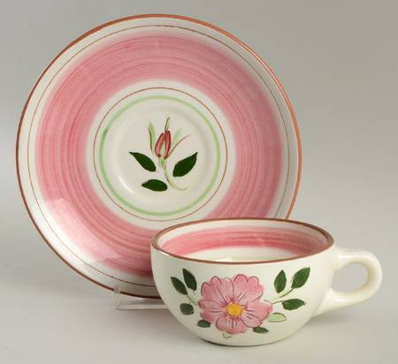 Wild Rose Flat Cup & Saucer Set by Stangl