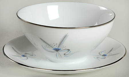 Harvest Stars Blue Round Gravy Boat/Attached Underplate