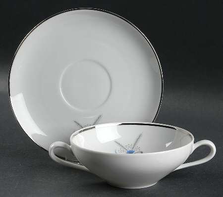 Harvest Stars Blue Flat Cream Soup Bowl & Saucer Set