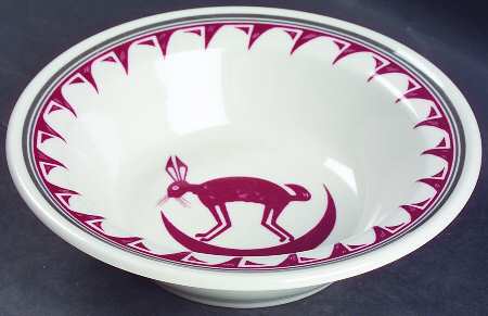 Ancient Mimbreno Indian-Burgundy (Replica) Rim Cereal Bowl