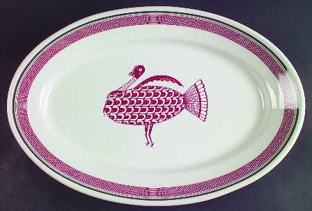 Ancient Mimbreno Indian-Burgundy (Replica) 15" Oval Serving Platter