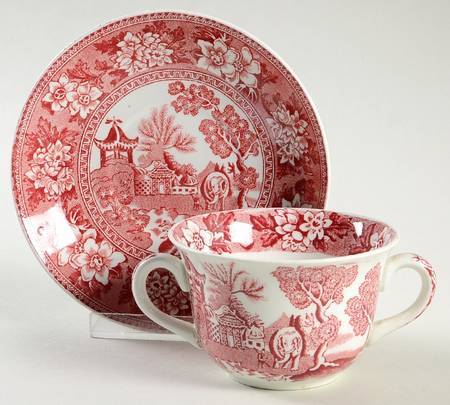 STV1 Pink Flat Bouillon Cup & Saucer
