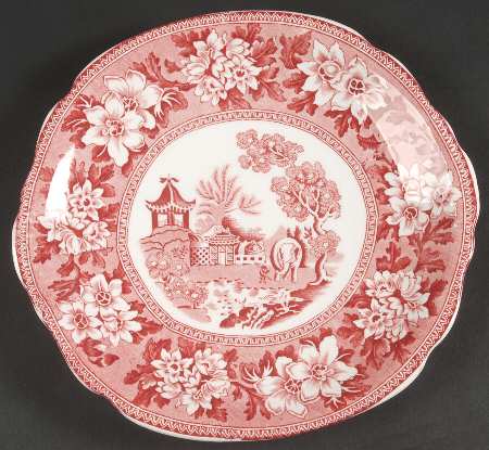 STV1 Pink Square Handled Cake Plate