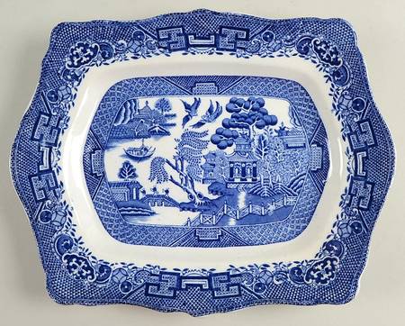 Willow Blue (Scallop, No Trim) 11" Oval Vegetable Bowl