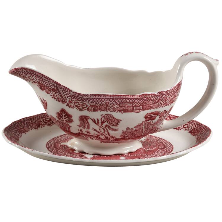 Willow Red Gravy Boat & Underplate