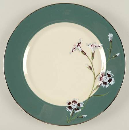 Garden Pinks Green Dinner Plate