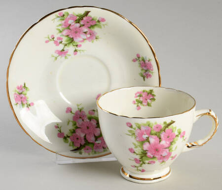 Peach Blossom Footed Cup & Saucer Set