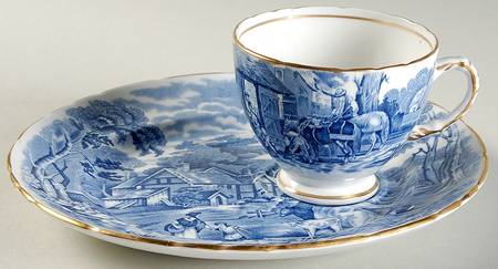Rural Scenes Dessert Plate & Cup Set