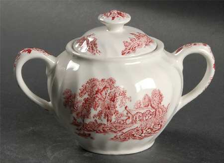 The Ferry Pink (White Back, Swirl) Sugar Bowl & Lid