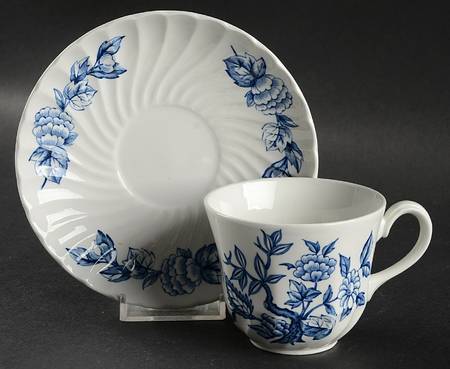 Indian Tree Blue Flat Cup & Saucer Set