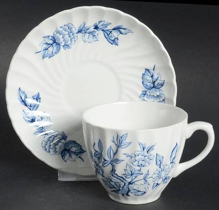 Indian Tree Blue Flat Cup & Saucer Set
